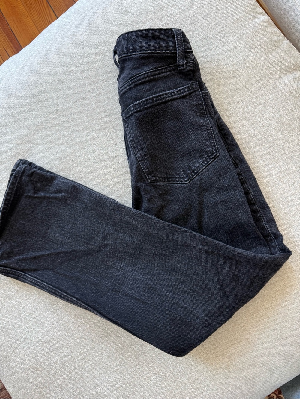 Abercrombie & Fitch High-Rise Black Distressed Wide-Leg Jeans